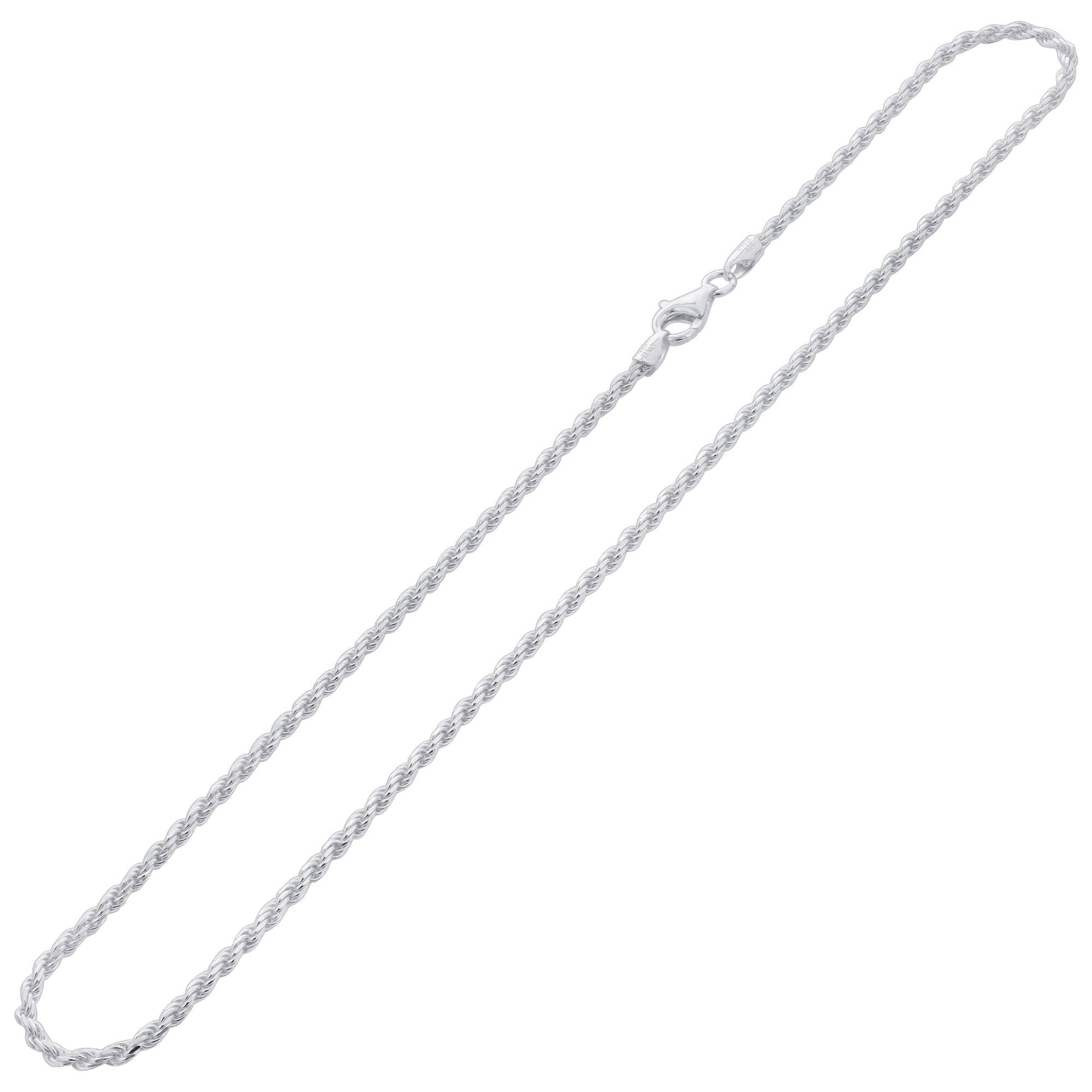 925 Sterling Silver Rope Chain Necklace with Lobster Clasp - Gem Avenue