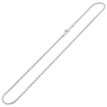 925 Sterling Silver Rope Chain Necklace with Lobster Clasp - Gem Avenue