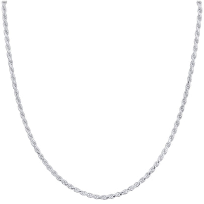 925 Sterling Silver Rope Chain Necklace with Lobster Clasp - Gem Avenue