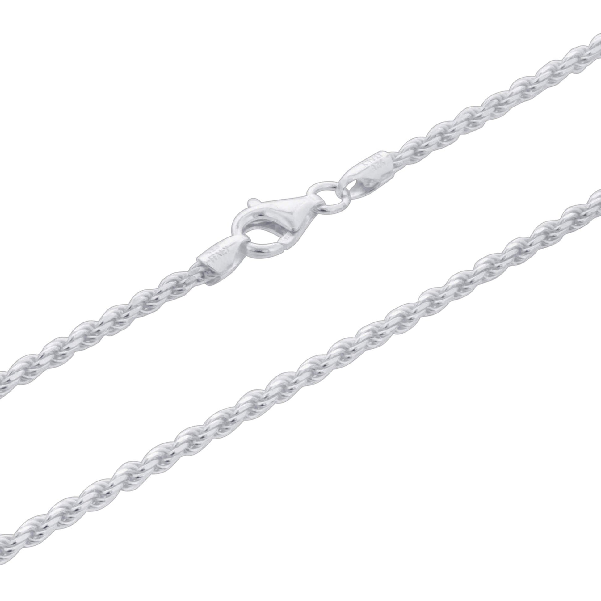 925 Sterling Silver Rope Chain Necklace with Lobster Clasp - Gem Avenue