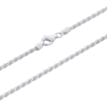 925 Sterling Silver Rope Chain Necklace with Lobster Clasp - Gem Avenue