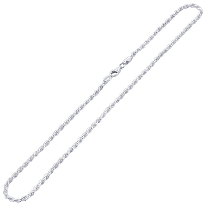 925 Sterling Silver Rope Chain Necklace with Lobster Clasp - Gem Avenue