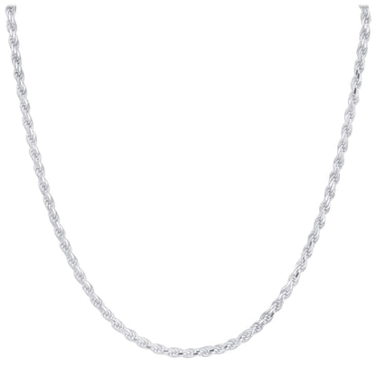 925 Sterling Silver Rope Chain Necklace with Lobster Clasp - Gem Avenue