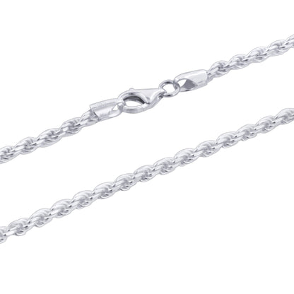 925 Sterling Silver Rope Chain Necklace with Lobster Clasp - Gem Avenue