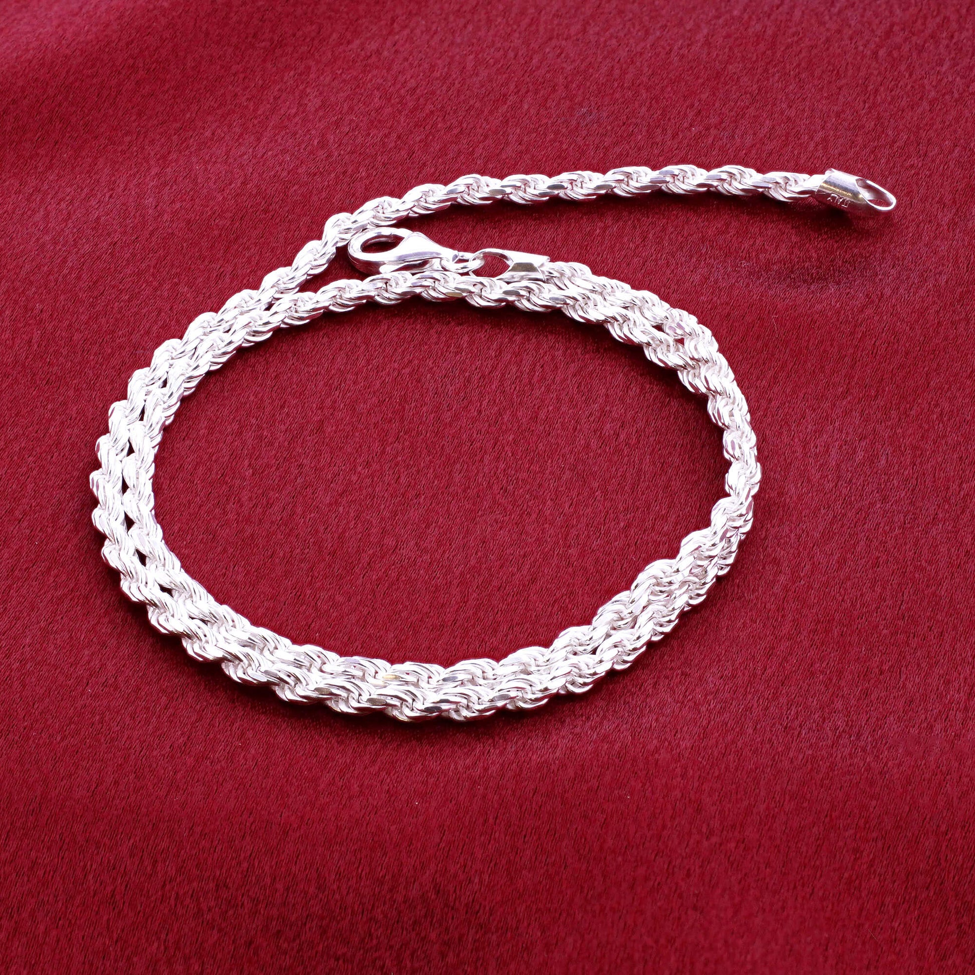 925 Sterling Silver Rope Chain Necklace with Lobster Clasp - Gem Avenue