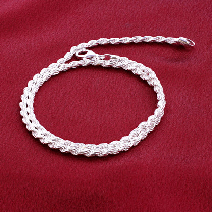 925 Sterling Silver Rope Chain Necklace with Lobster Clasp - Gem Avenue