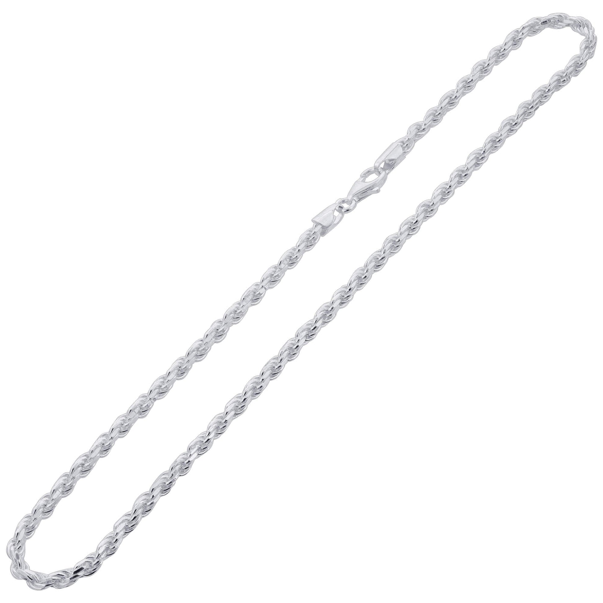925 Sterling Silver Rope Chain Necklace with Lobster Clasp - Gem Avenue