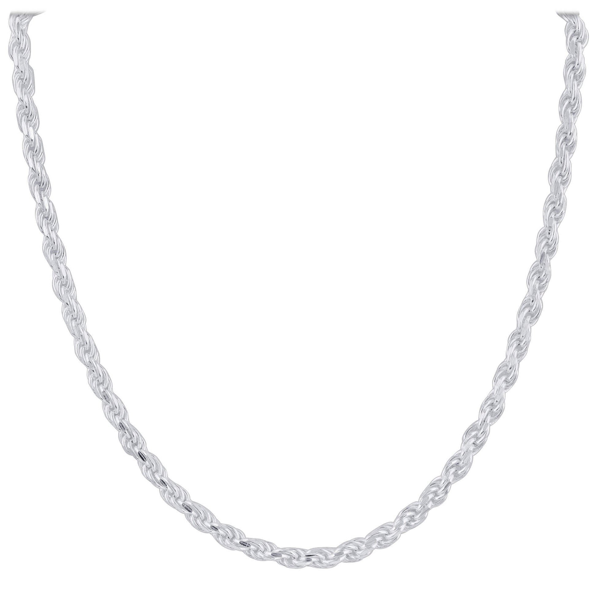 925 Sterling Silver Rope Chain Necklace with Lobster Clasp - Gem Avenue