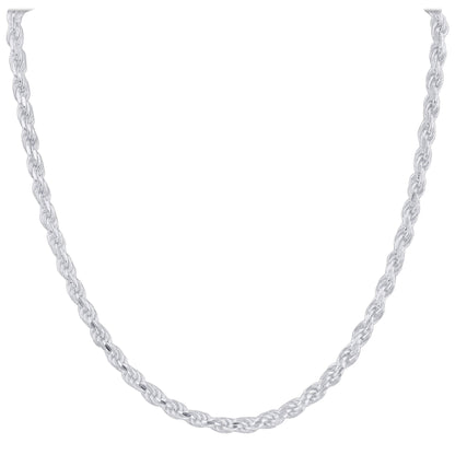 925 Sterling Silver Rope Chain Necklace with Lobster Clasp - Gem Avenue
