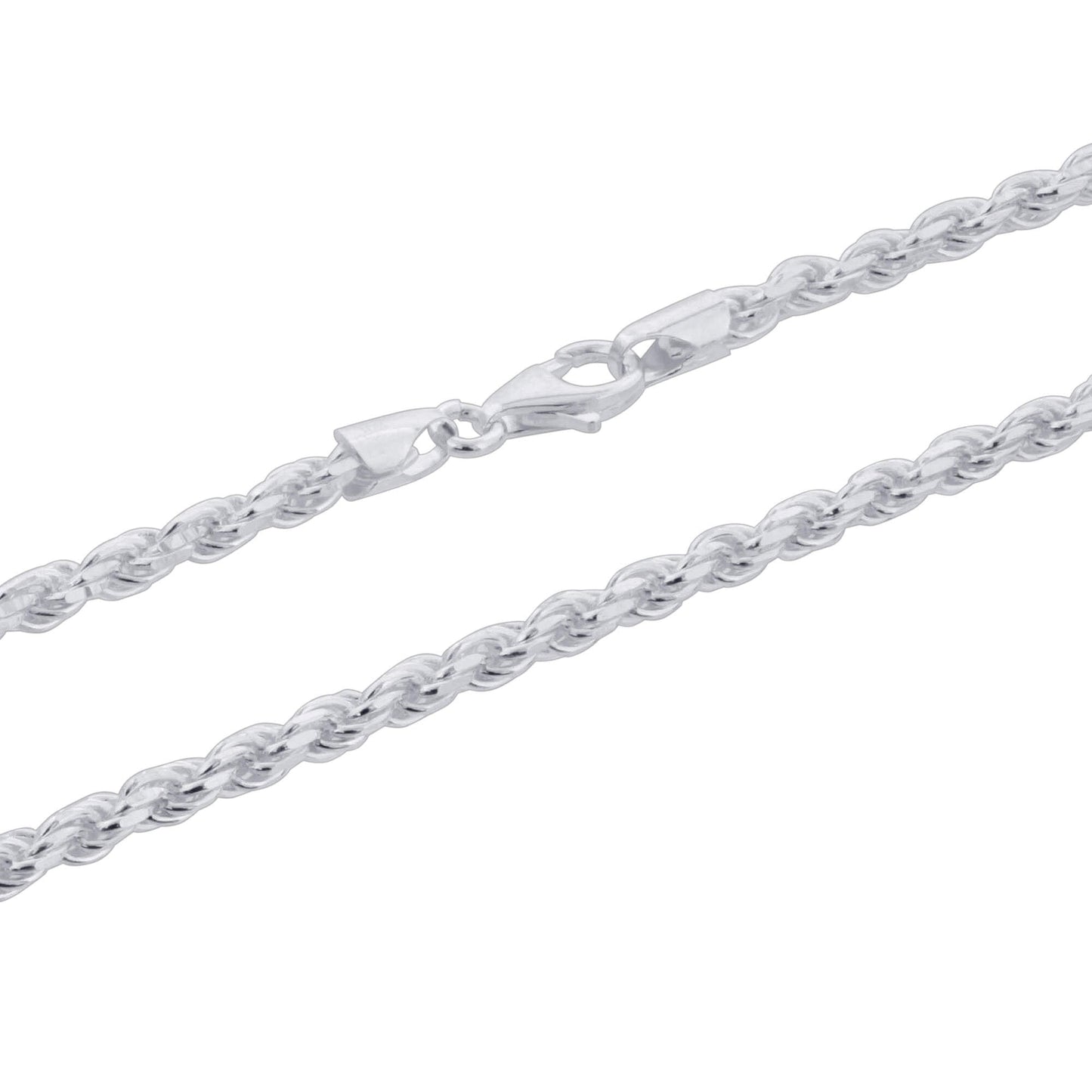 925 Sterling Silver Rope Chain Necklace with Lobster Clasp - Gem Avenue