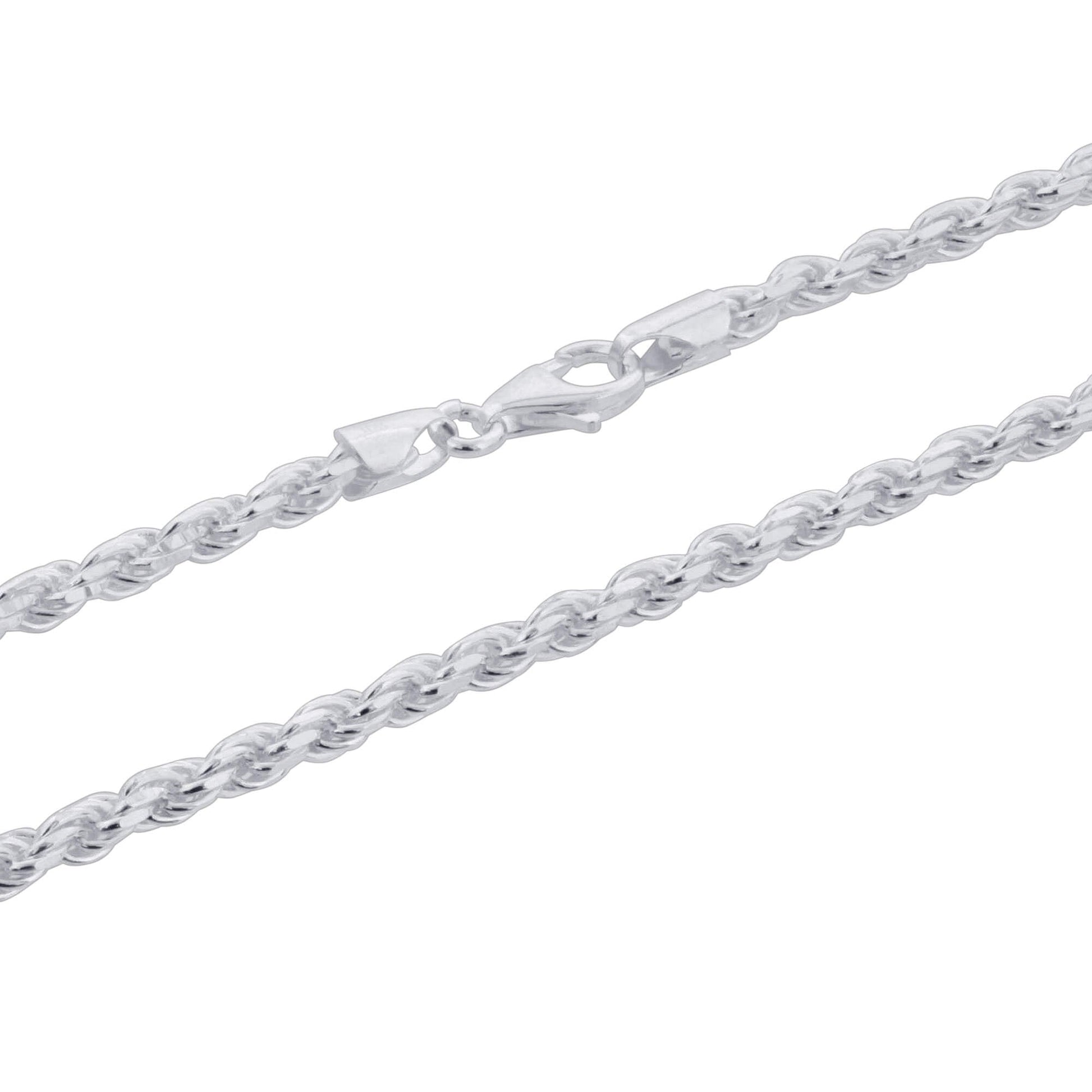925 Sterling Silver Rope Chain Necklace with Lobster Clasp - Gem Avenue