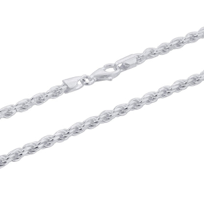 925 Sterling Silver Rope Chain Necklace with Lobster Clasp - Gem Avenue