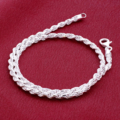 925 Sterling Silver Rope Chain Necklace with Lobster Clasp - Gem Avenue
