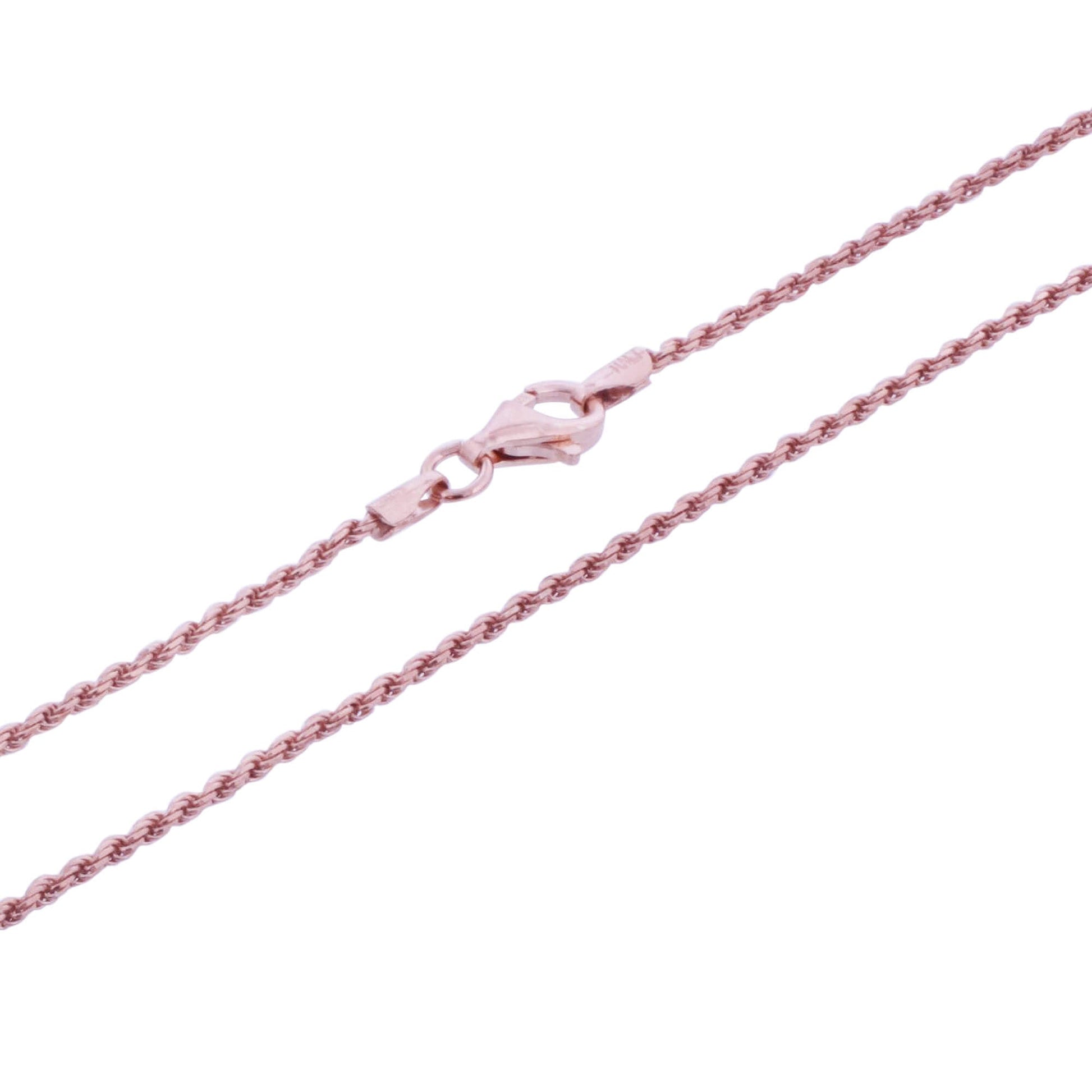 Rose Gold Plated 925 Sterling Silver Rope Chain Vermeil Necklace - Gem Avenue