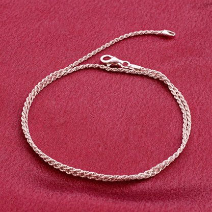 Rose Gold Plated 925 Sterling Silver Rope Chain Vermeil Necklace - Gem Avenue