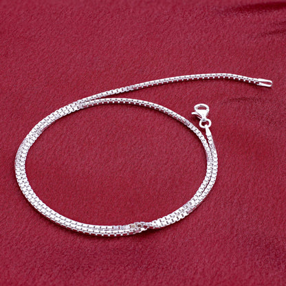 925 Sterling Silver Box Chain Necklace with Lobster Clasp - Gem Avenue