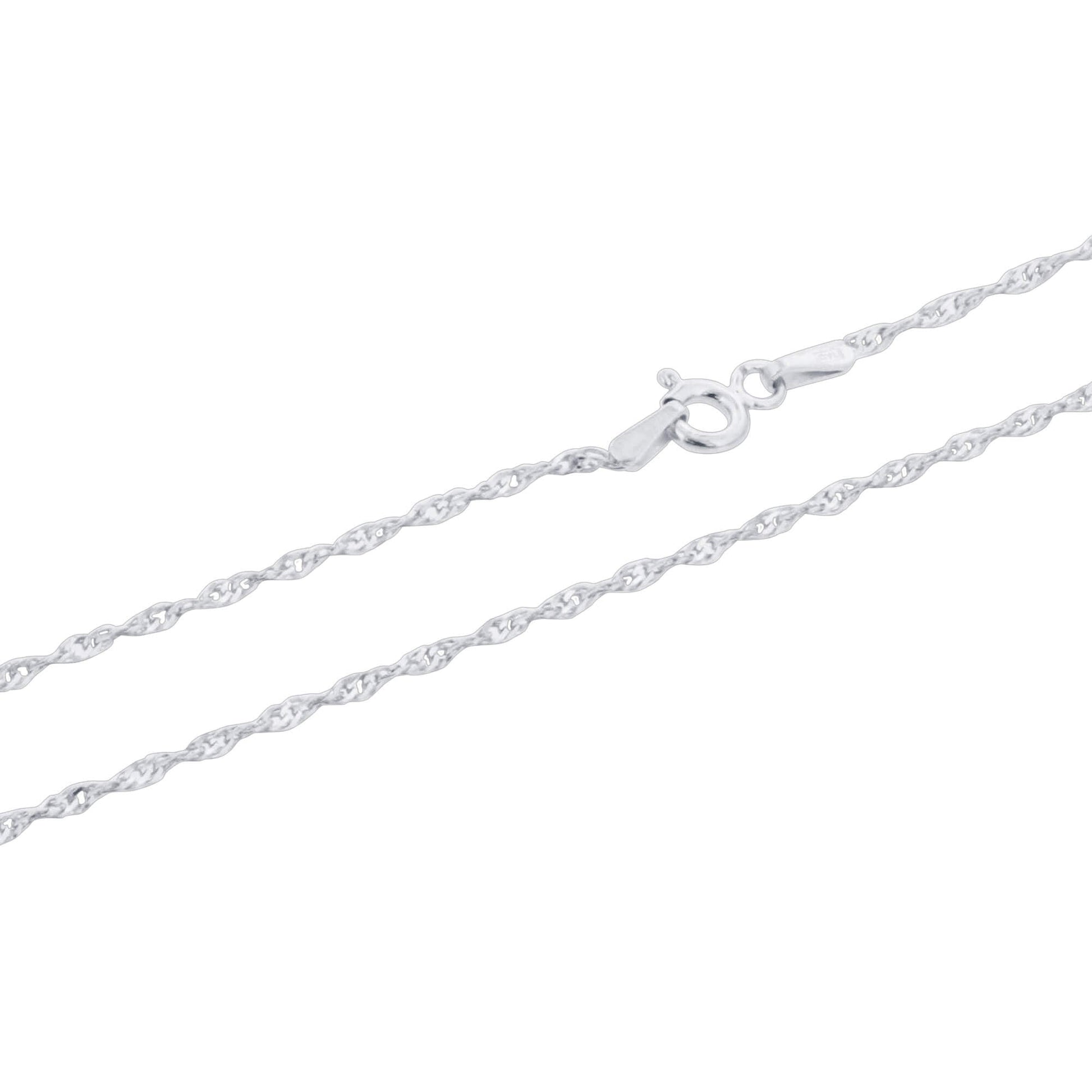 925 Sterling Silver Singapore Chain Necklace with Lobster Clasp - Gem Avenue