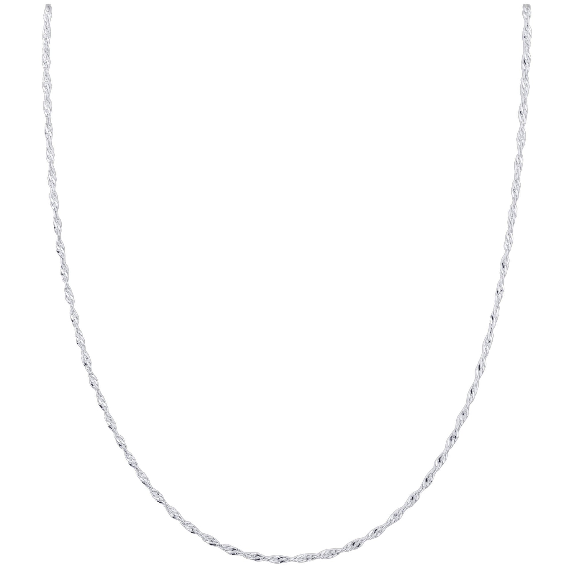 925 Sterling Silver Singapore Chain Necklace with Lobster Clasp - Gem Avenue