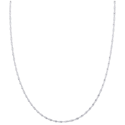 925 Sterling Silver Singapore Chain Necklace with Lobster Clasp - Gem Avenue