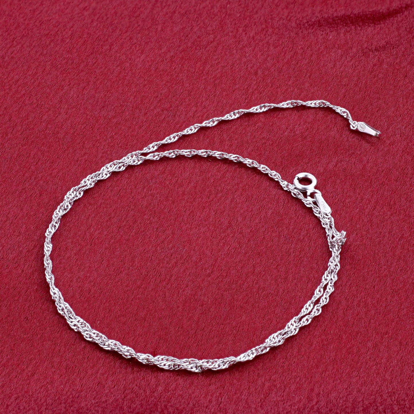 925 Sterling Silver Singapore Chain Necklace with Lobster Clasp - Gem Avenue