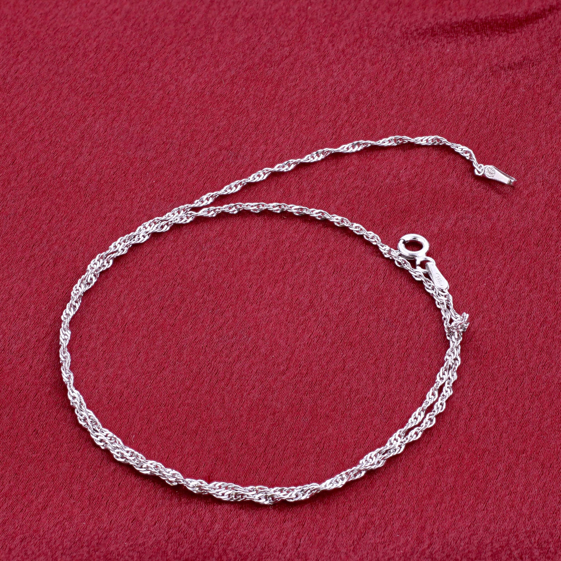 925 Sterling Silver Singapore Chain Necklace with Lobster Clasp - Gem Avenue