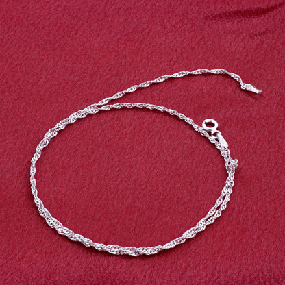 925 Sterling Silver Singapore Chain Necklace with Lobster Clasp - Gem Avenue