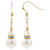 Gold Filled Drop Earrings with Pearl and Austrian Crystals