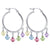 925 Sterling Silver Hoop Drop Earrings with 5mm Bicone Austrian Crystals