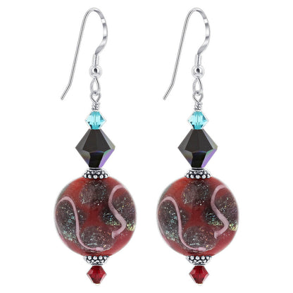 Glass Bead Multicolor Austrian 925 Crystal Sterling Silver Earrings - Gem Avenue