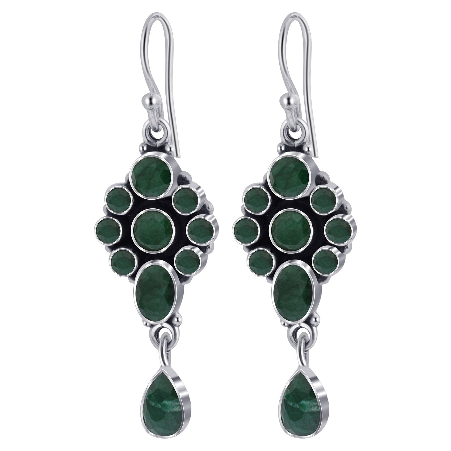 Green Amethyst Gemstone Bali Design 925 Silver Drop Earrings for Women -  Gem Avenue Wholesale Silver