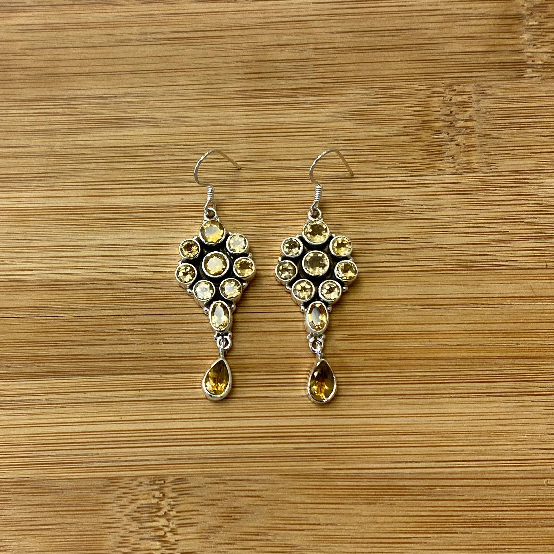 Citrine Gemstone Bali Design Sterling Silver Drop Earrings for Women- Gem Avenue Wholesale Silver
