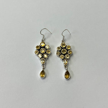 Citrine Gemstone Bali Design Sterling Silver Drop Earrings for Women- Gem Avenue Wholesale Silver