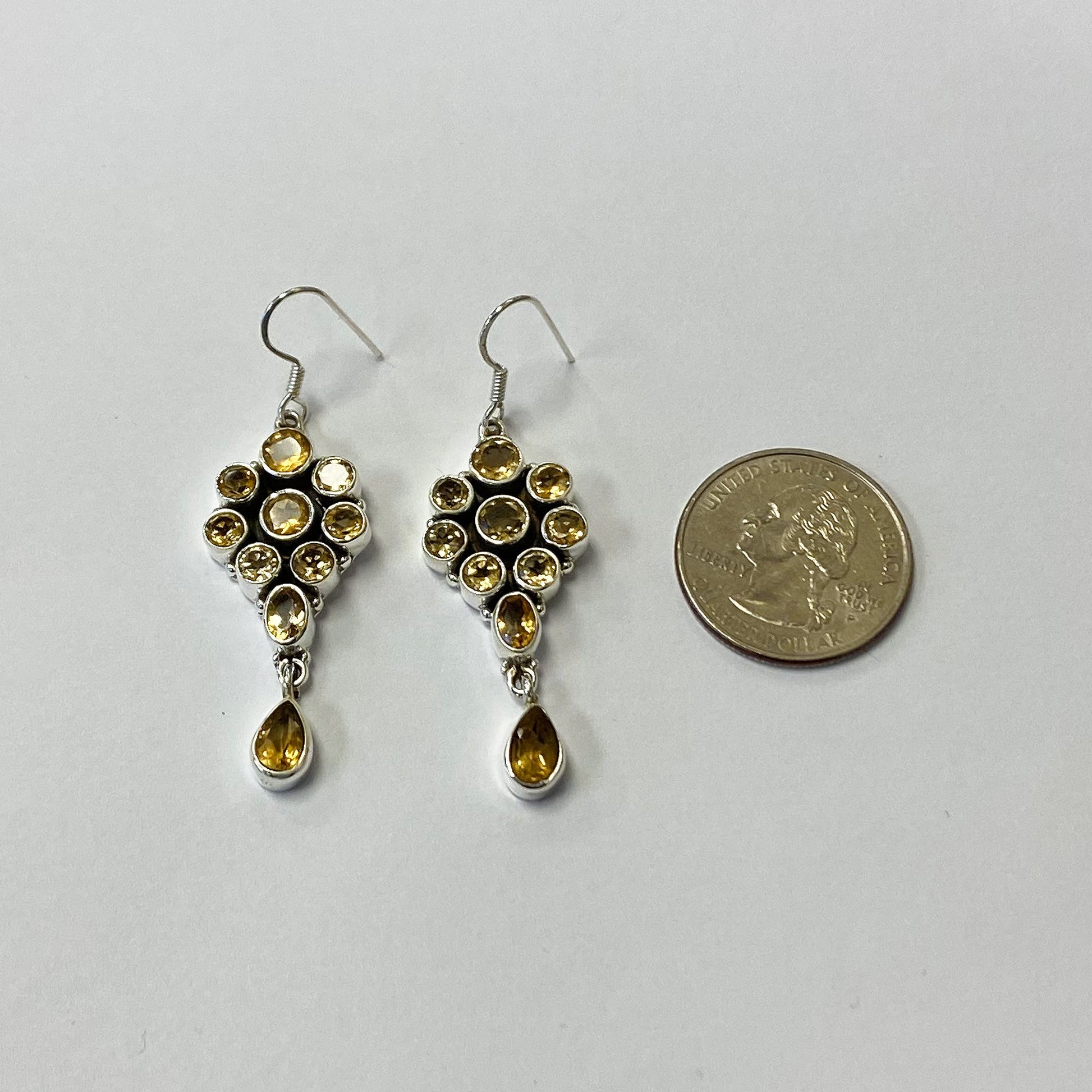 Citrine Gemstone Bali Design Sterling Silver Drop Earrings for Women- Gem Avenue Wholesale Silver