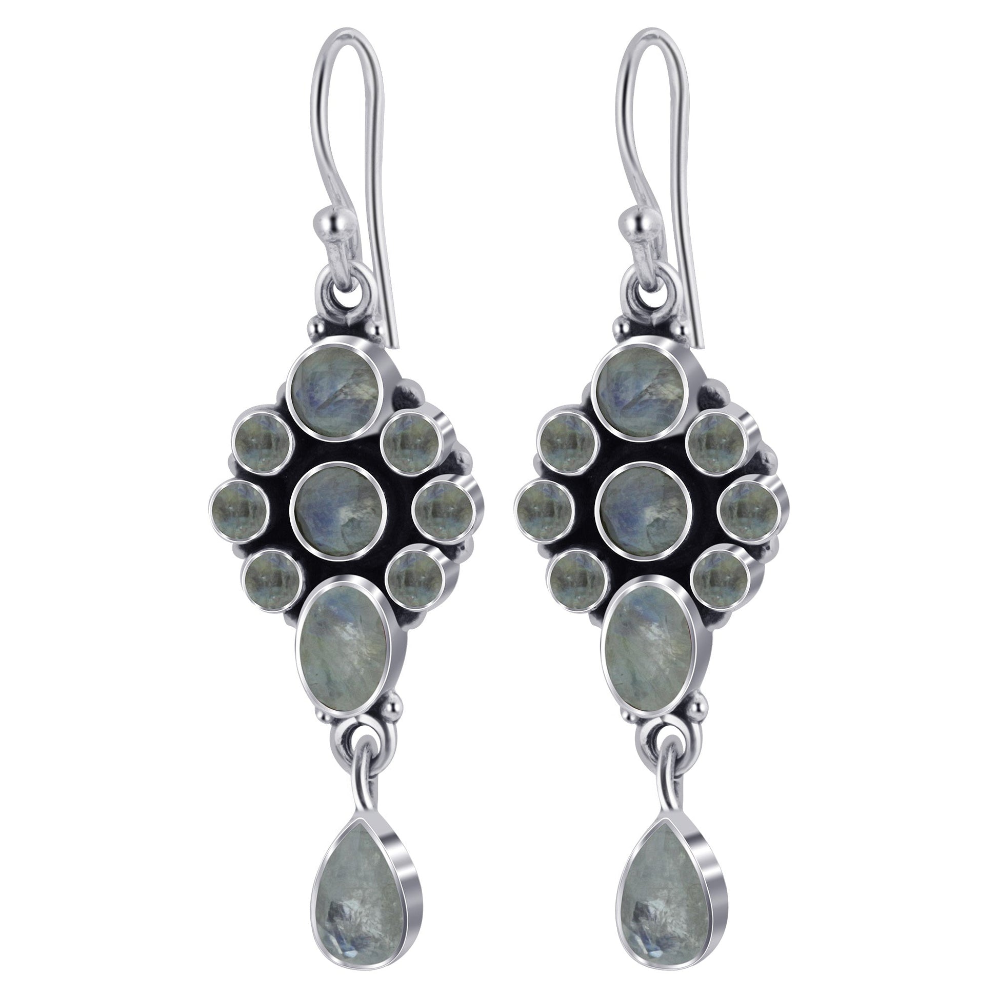 Moonstone Gemstone Bali Design Sterling Silver Drop Earrings for Women - Gem Avenue