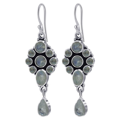 Moonstone Gemstone Bali Design Sterling Silver Drop Earrings for Women - Gem Avenue