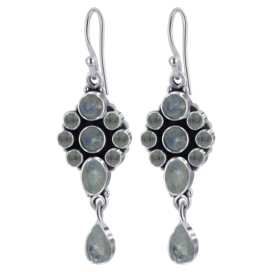 Moonstone Gemstone Bali Design Sterling Silver Drop Earrings for Women - Gem Avenue