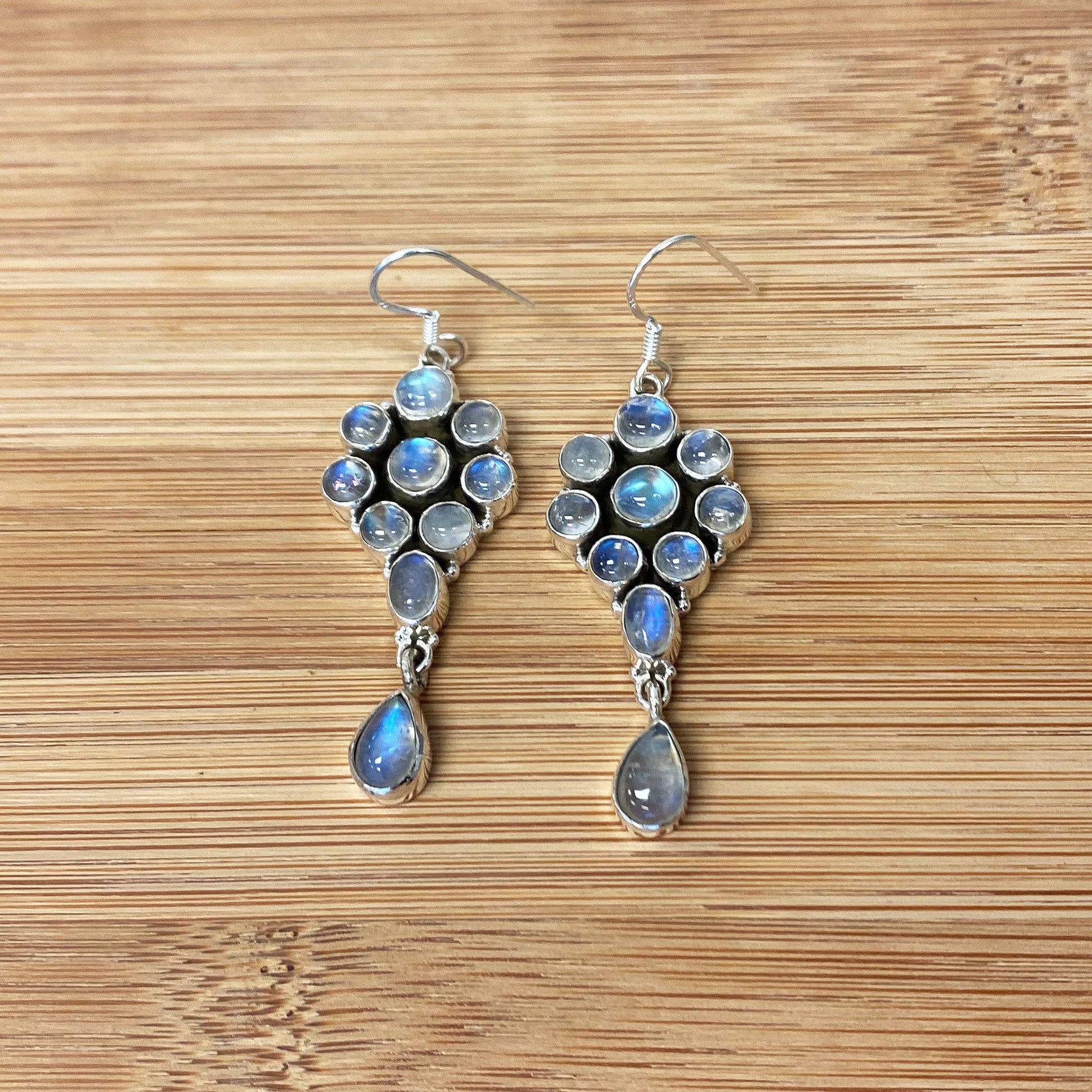 Moonstone Gemstone Bali Design Sterling Silver Drop Earrings for Women - Gem Avenue
