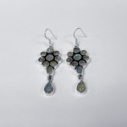 Moonstone Gemstone Bali Design Sterling Silver Drop Earrings for Women - Gem Avenue