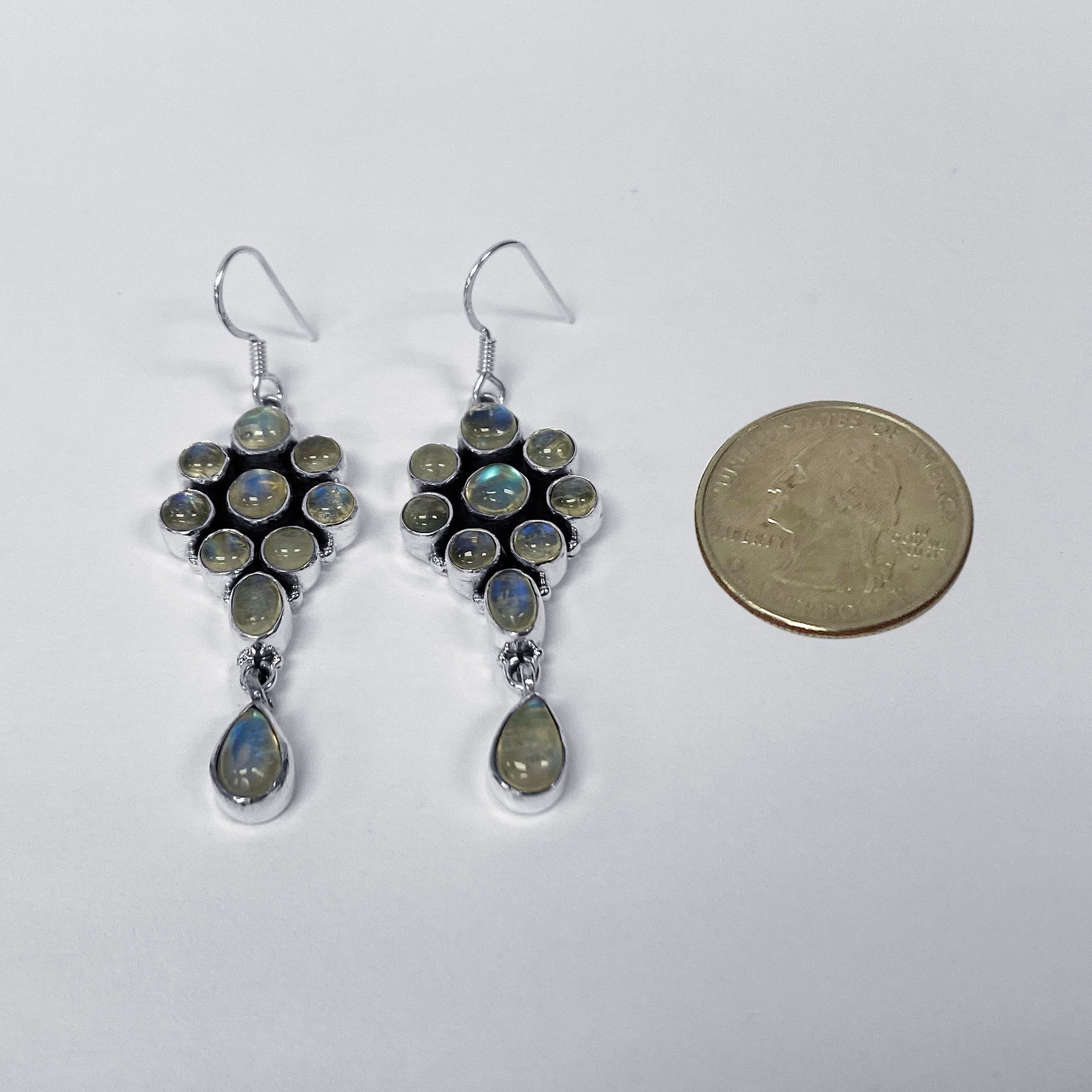 Moonstone Gemstone Bali Design Sterling Silver Drop Earrings for Women - Gem Avenue