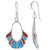 .925 Silver Hoop Shape Drop Earrings with Turquoise and Coral Inlay