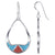 .925 Silver Hoop Shape Drop Earrings with Turquoise and Coral Inlay