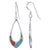 .925 Silver Hoop Shape Drop Earrings with Turquoise and Coral Inlay