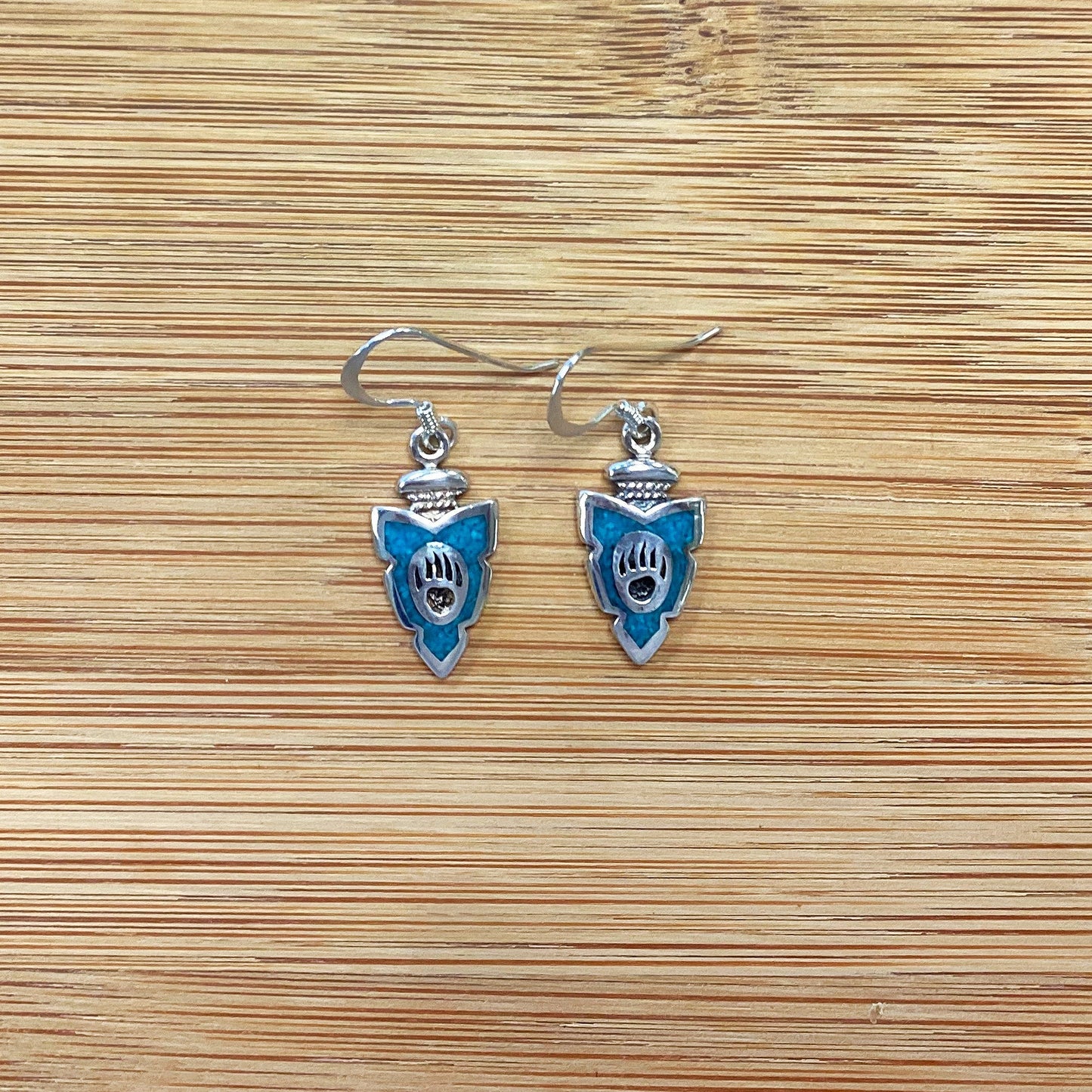 .925 Silver Hoop Shape Drop Earrings with Turquoise and Coral Inlay