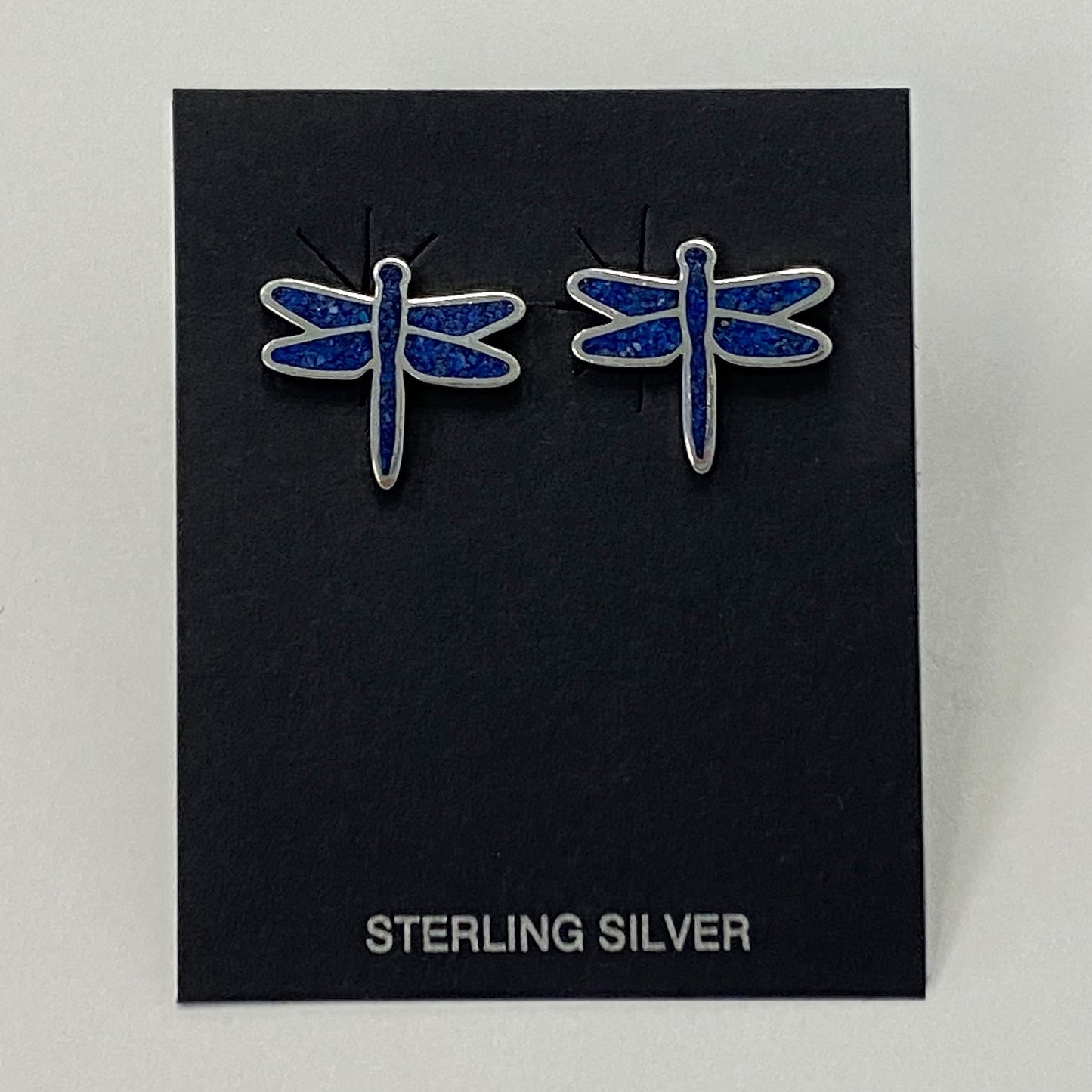 .925 Sterling Silver Genuine Gemstone Dragonfly Stud Earrings