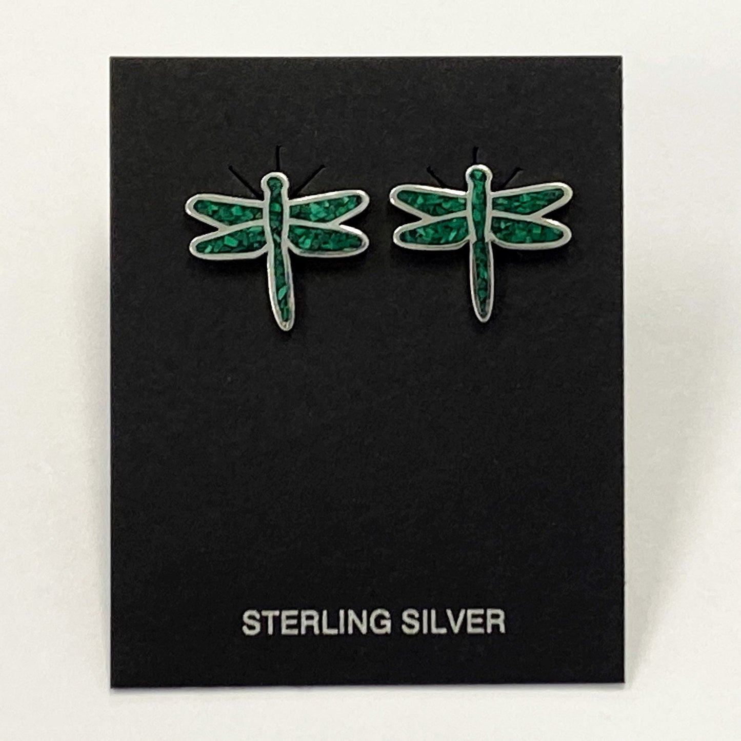 .925 Sterling Silver Genuine Gemstone Dragonfly Stud Earrings