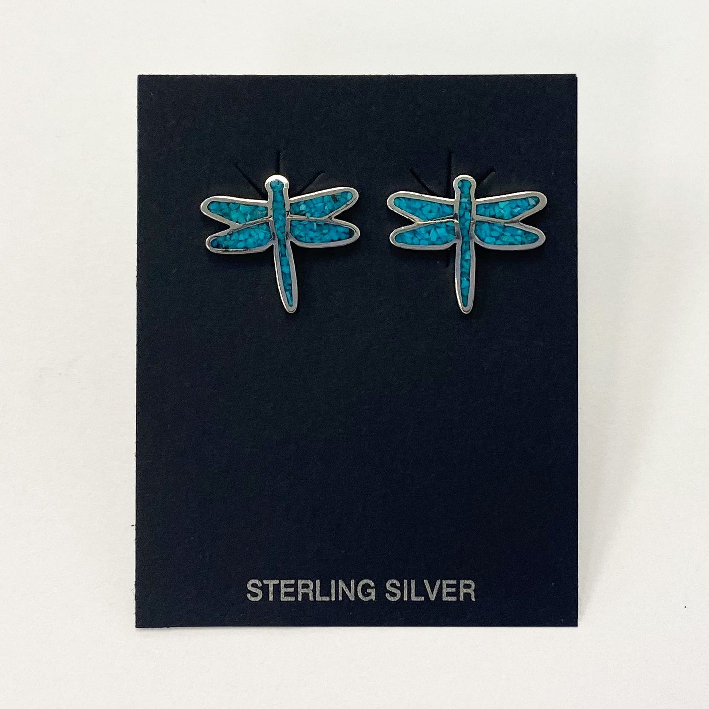 .925 Sterling Silver Genuine Gemstone Dragonfly Stud Earrings