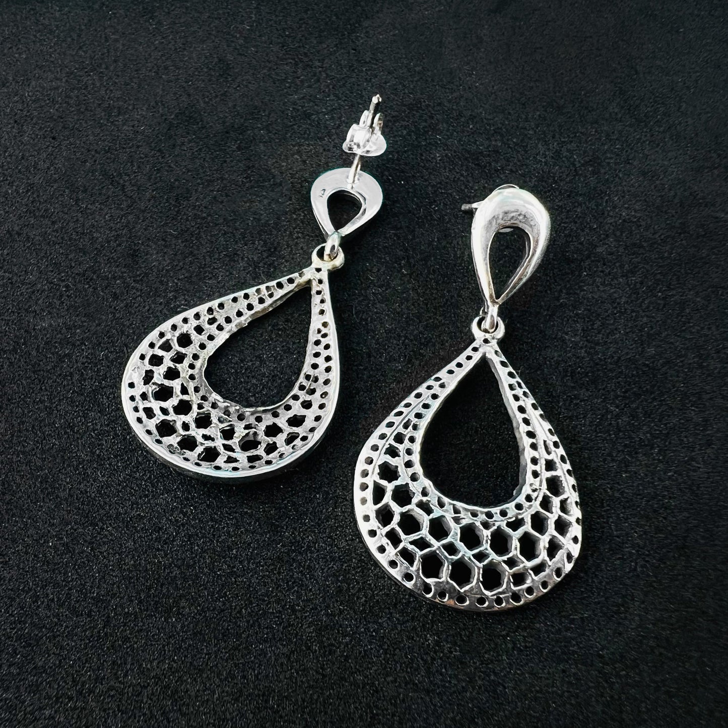 925 Sterling Silver Oxidised Vintage Style Tear Drop Earrings for Women - Gem Avenue