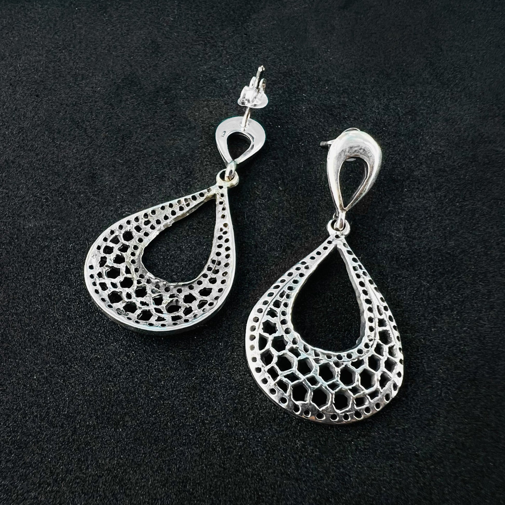 925 Sterling Silver Oxidised Vintage Style Tear Drop Earrings for Women - Gem Avenue