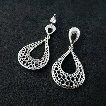 925 Sterling Silver Oxidised Vintage Style Tear Drop Earrings for Women - Gem Avenue