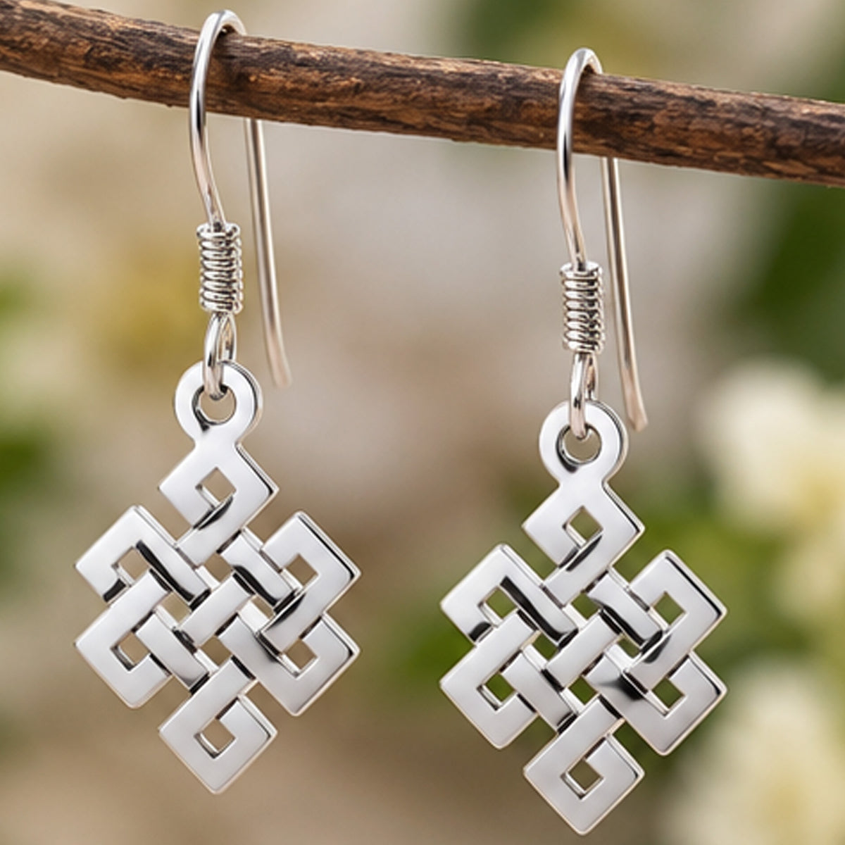 925 Sterling Silver Celtic Knot Dangle Earrings Endless Knot Hook Handmade Boho Jewelry Gift for Women